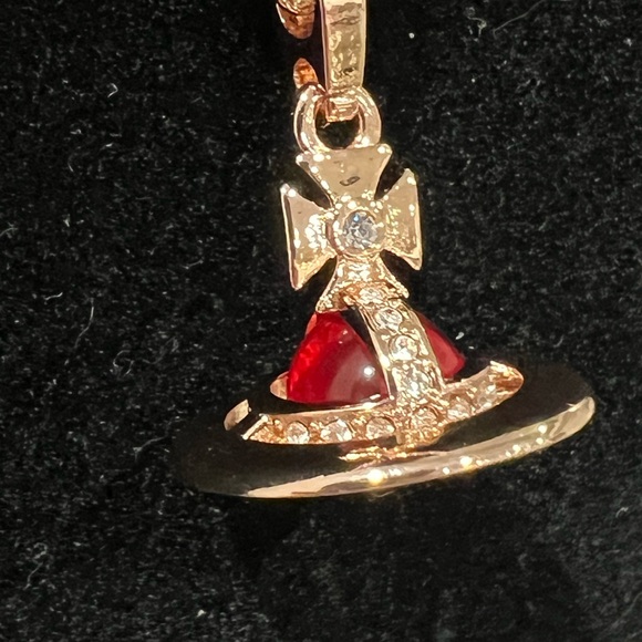 Vivienne Westwood rose gold Tiny Orb-red Pendant Necklace - Picture 3 of 7